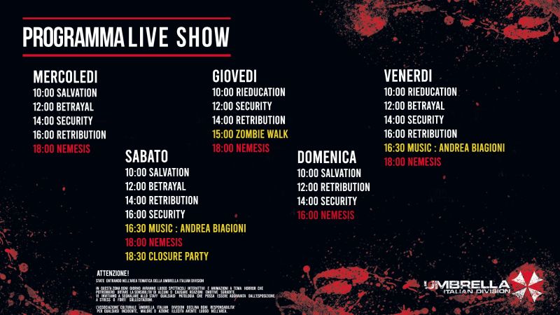 Umbrella Italian Division: il programma di tutti gli eventi!
